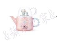 &amp;蘋果之家&amp;現貨 7-11 Hello Kitty陶瓷立體公仔茶壼+玻璃杯組