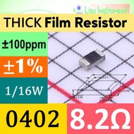 8.2Ω 0402 1005(mm) ±1% THICK Film SMD Resistor 62.5mW 8.2R 8R2