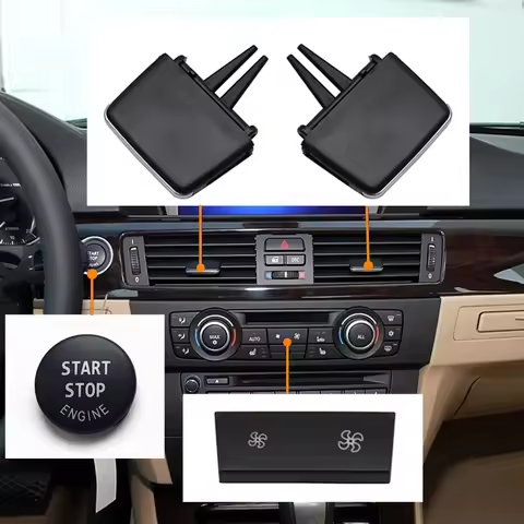 Car Air Conditioning AC Fan Button Air Vent Grille Slider Clip Start Stop Button Cover For BMW 3 Ser