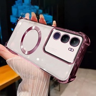 เคส VIVO Y19 S สี่มุมแม่เหล็กโปร่งแสงกันกระแทกพร้อมวงแหวนแม่เหล็ก2024ดีไซน์ใหม่เคสใสสำหรับ VIVOY19S 