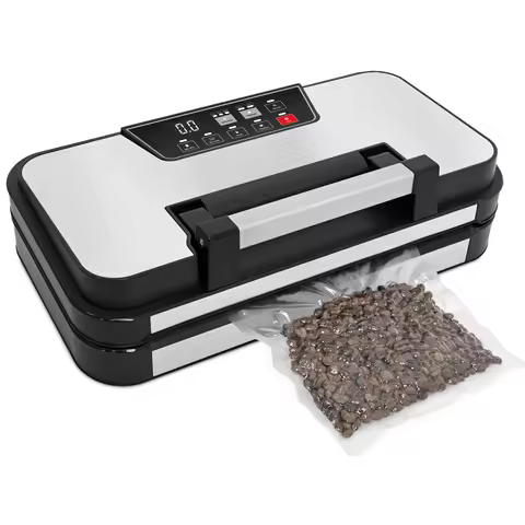 -95Kpa Air Inflate Pumping HD LED Screen Double Sealing Handle Kitchen Food Vacuum Sealer