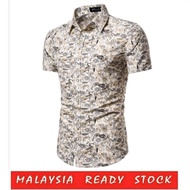 Kemeja Batik Men's Casual Floral Shirt Slim Fit Hawaiian Business Men Shirt Sleeve Korean Lengan Pen