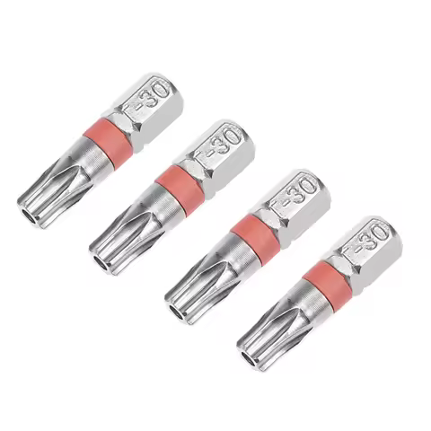 Uxcell 4pcs S2 T6/9/10/15/20/25/30/40 Security Torx Screwdriver Bits 1/4" Hex Shank 25mm Long,Differ