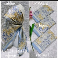 Tvkj- Square Hijab Vol Hanum Sage Yellow Denim Motif