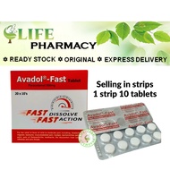 Avadol Fast Tablet Paracetamol 500mg 10's per strip ( same as Panadol Actifast ) Fast dissolve , Fas
