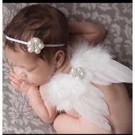 FK33 Children Hundred Days Photography Costume Children Angel Feather Wings Props Pearl Flower Headb