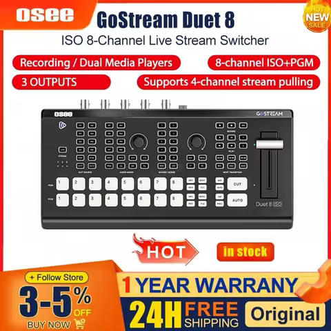 Osee GoStream Duet 8 ISO 4 HDMI SDI Inputs 4 Stream Inputs Video Switcher,HDMI/SDI/NDI/RTMP/SRT, 2 X