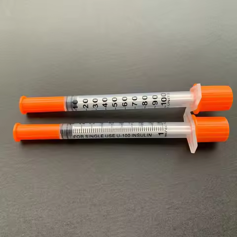 1ml Disposable Safety Sterile Insulin Orange Cap Syringe Plastic Liquid Dispenser for pet animal 20p