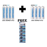 【Buy 1 Free CR2032】Beston Pack of 4 pcs AAA Rechargeable Batteries And Pack of 5 CR2032 3V Button ce