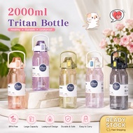 2000ml Tritan Drinking water Bottle 2L With Straw With Handle Sport Plastic BPA Free Mug Bekas Botol