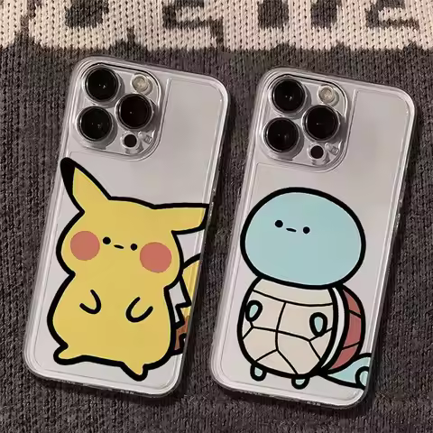 Cute P-Pokemon Pikachu Squirtle Phone Case For iPhone 17 16 15 14 13 12 11 Pro Max XR XS MAX 7 8 PLU