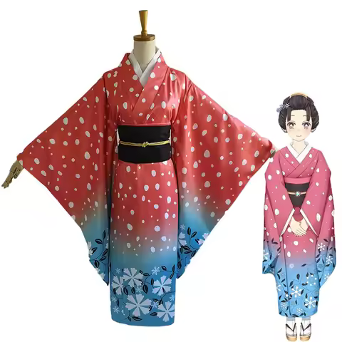 Anime Kimetsu No Yaiba Cosplay Costumes Koyuki Uniform Women's Japanese Kimono Akaza cosplay costume