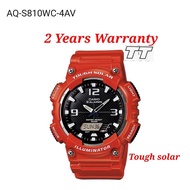 [2YEARS WARRANTY] Casio Mens Analog Digital Tough Solar Red Resin Strap Watch AQS810WC-4A AQ-S810WC-