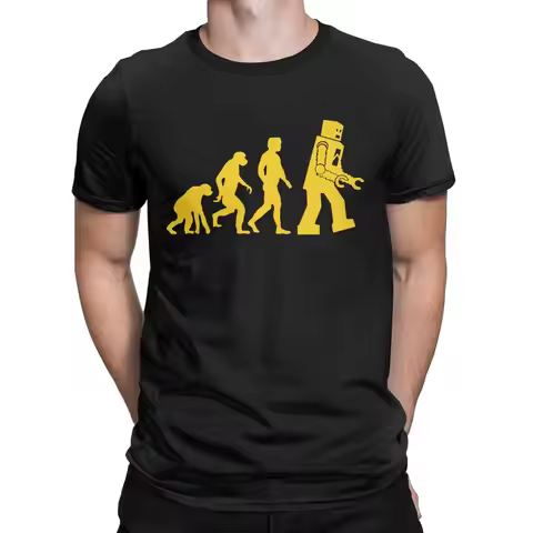 Robot Evolution The Big Bang Theory Sheldon T-Shirts Men Funny 100% Cotton Tees O Neck Short Sleeve 