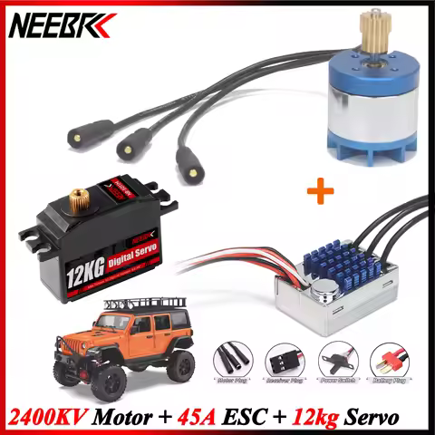 1/12 RC Crawler Upgrade Power Kit NEEBRC 2830 2400KV Outrunner Brushless Motor AM32 45A ESC 12kg Ser