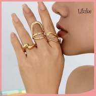 [LK] 3/4Pcs Irregular Open Rings Minimalist Stacking Rings Women Geometric Finger Knuckle Ring for B