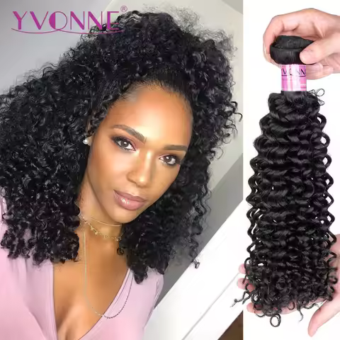 YVONNE 3C 4A Malaysian Curly Virgin Hair 3 Bundles Human Hair Weave Natural Color