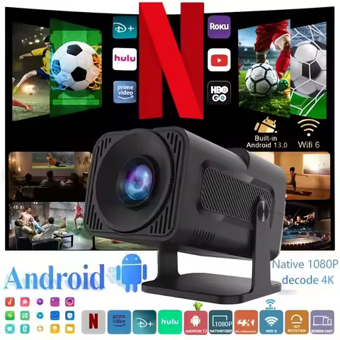 HY320 MINI Newly Native 720P Android 13 4K Projector 300ANSI Wifi6 BT5.2 Cinema Outdoor Portable 180