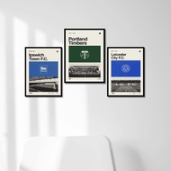 JR - Classic Retro Football Wall Poster - Leicester City & Ipswich Town Club Photo Frame - Minimalis