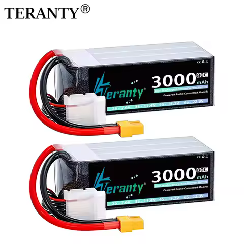 2Pcs TERANTY Lipo Battery 6S 3000mAh 22.2V 22.8V 60C 80C With XT60 XT90 Plug for FPV Drone Helicopte