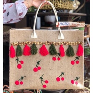 Jute bag, burlap bag, burlap bag, woven burlap bag, picnic bag,/ travel bag, decorative woven bag, b