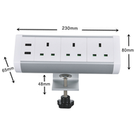 Table Power Clip Sockets SG/UK AC110V 220V 3200W 13A 3 Outlets 2 USB British Extension Cord Alloy Ba