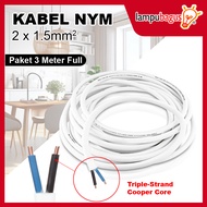 Kabel Listrik Tembaga NYM 2x1.5mm / Kabel Listrik Tembaga Asli 3M SNI