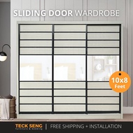 (FREE Shipping & FREE Installation) TECK SENG 10 Feet Sliding Doors Wardrobe / Anti-Jump / 3 Sliding