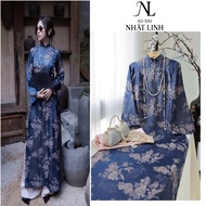 Modernized ao dai, high-quality 2-panel crane brocade ao dai, size 40 - 76kg