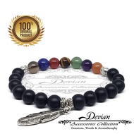 7 Chakra Stone Bracelet Mix Onyx Mate Charm Leaf Original And Natural