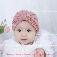 MAWAR Chive Rose Flower Turban Newborn Baby Girl Turban Ciput Turban Baby Girl