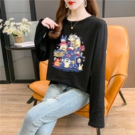 Baju T Shirt Perempuan Lengan Panjang T-shirt Korean Plus Size Long Sleeve Blouse Clothes