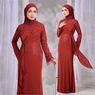HIJABISTAHUB AZELINA DRESS Mermaid lace plain drapping baju tunang bridesmaid baju dinner long dress