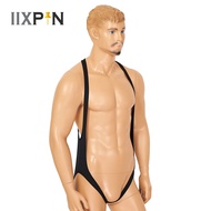 【In-Stock】 Men One-Piece Crotchless Leotard Lingerie Body Chest Harness Elastic Wide Straps Mankini Jockstrap Gay Underwear Bodysuit