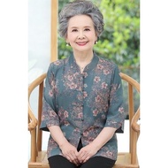 Mother Clothes Middle-Sleeved Shirts Midle-Aged Elderly Women's Tops Elderly Retro Clothes Grandma C