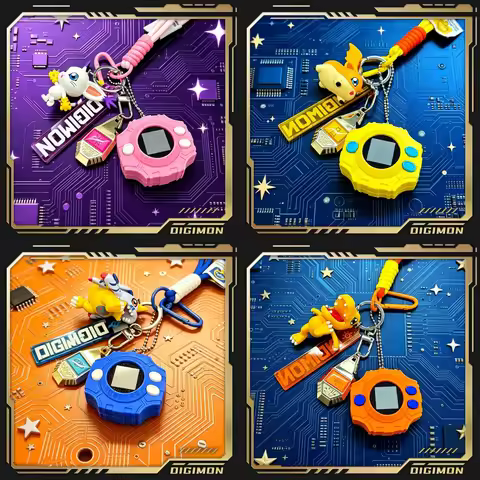 Digimon Car Keychain Pendant Digimon Adventure Sacred Plan Evolution Badge Four Piece Set Anime Peri