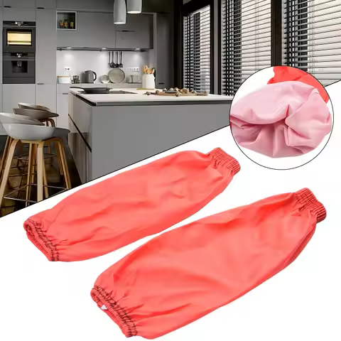 1 Pair Oversleeves PU Over Sleeve Cover Oil 38X18Cm/18X8In Waterproof Elasticated Cuffs Wrist To Elb