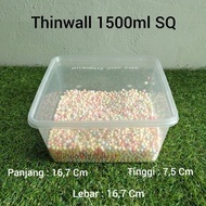 Dijual 1Thinwal Dm 1500Ml Sq / Thinwall Kotak Plastik 1500 Ml @1Pack