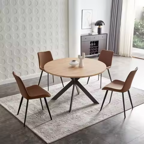 5 Piece Dining Table Set 46.4" Round Dining Table Set Dining Table with 4 Chairs