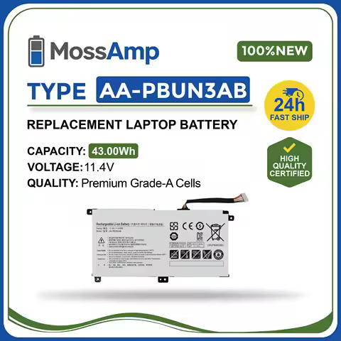 MossAmp AA-PBUN3AB 11.4V 43Wh Laptop Battery for Samsung 300E5K 550XAA 8500GM NP530E5M NP740U5L NP85