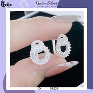 S925 Quiin Silver Earrings/Earrings - Round cage stud earrings for women 0423B