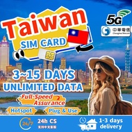 Taiwan Travel Data Sim Card【3-15days 45GB High speed +Unlimited data】【✅ ESIM】【✅ Hotspot】【✅ TOPUP】