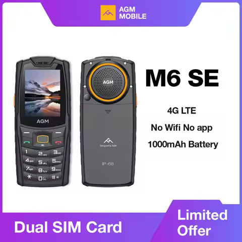 AGM M6 SE Rugged Phone - Loud 103dB Speaker, 2.4" Screen, 4G Dual SIM, BT5.1, FM Radio, IP68/IP69K-S