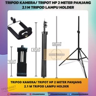 TRIPOD KAMERA/ TRIPOT HP 2 METER PANJANG 2.1 M TRIPOD LAMPU HOLDER