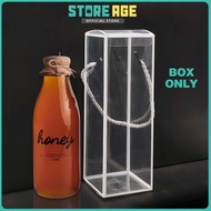 Store Age [50pcs] PVC Transparent Bottle Box with Handle | Goodies Doorgift Box, Bekas Kicap Sos