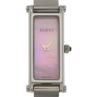 二手 Gucci Shell 手錶，1500L 不鏽鋼，石英機芯，模擬顯示，粉紅色貝殼錶盤，男士