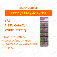 T&E LR936 AG9 394 LR45 SR936SW SR45 394 194 1161SO 625 1.55V miniature watch battery batteri jam bat