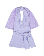 พีช/ม่วง 🍑 SLYQ MADE IBIZA OPEN BOW BACK BODYSUITS ชุดบอดี้สูทกางเกงขาสั้น จั๊มสูทขาสั้นผ้ายืด ใส่ไป