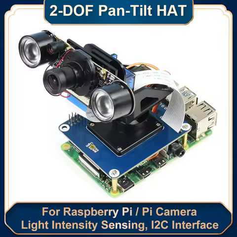 Raspberry Pi 2-DOF Pan Tilt HAT 40PIN GPIO Extension Board I2C Interface Light Intensity Sensing for