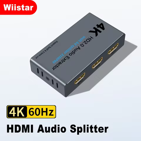 Wiistar HDMI Audio Extractor Splitter HDMI 1 in 2 out 4K60Hz HDMI to HDMI Optica SPDIF + 3.5mm HDMI 